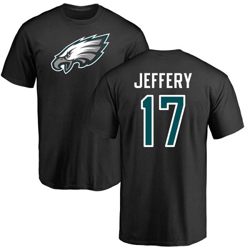 Men Philadelphia Eagles #17 Alshon Jeffery Black Name and Number Logo NFL T Shirt